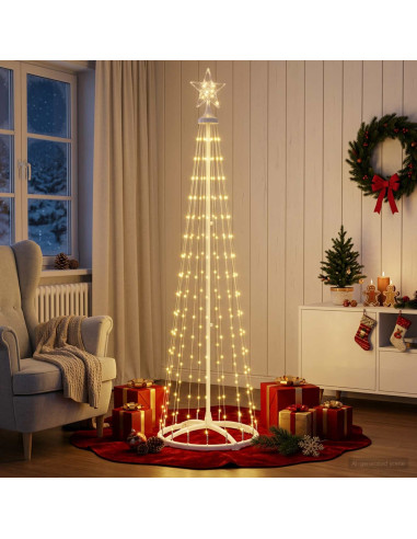 Albero di Natale a cono LED 180 cm 250 LED Bianco caldo Acciaio