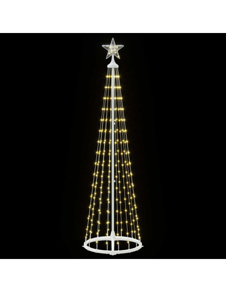 Albero di Natale a cono LED 180 cm 250 LED Bianco caldo Acciaio