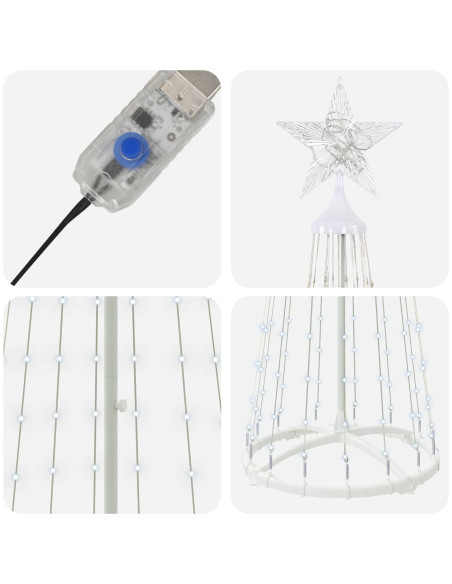 Albero di Natale a cono LED 180 cm 250 LED Bianco freddo