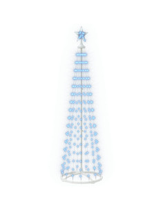 Albero di Natale a cono LED 180 cm 250 LED Blu Acciaio Bianco 2