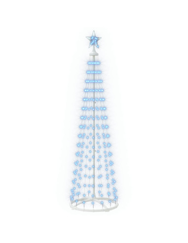 Albero di Natale a cono LED 180 cm 250 LED Blu Acciaio Bianco