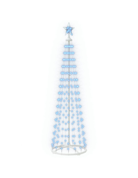 Albero di Natale a cono LED 180 cm 250 LED Blu Acciaio Bianco