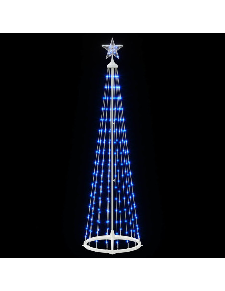 Albero di Natale a cono LED 180 cm 250 LED Blu Acciaio Bianco