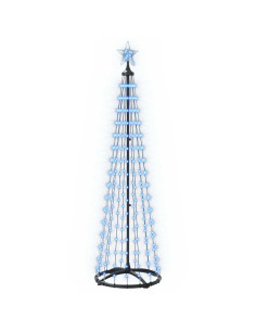 Albero di Natale a cono LED 180 cm 250 LED Blu Acciaio Bianco 2