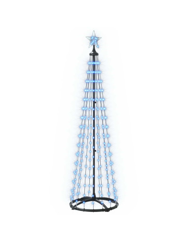 Albero di Natale a cono LED 180 cm 250 LED Blu Acciaio Bianco