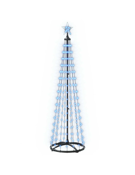 Albero di Natale a cono LED 180 cm 250 LED Blu Acciaio Bianco