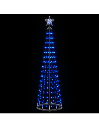 Albero di Natale a cono LED 180 cm 250 LED Blu Acciaio Bianco