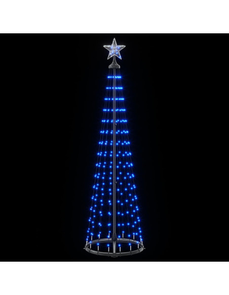Albero di Natale a cono LED 180 cm 250 LED Blu Acciaio Bianco