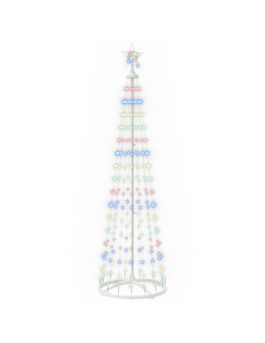 Albero di Natale a cono LED 180 cm 250 LED Multicolore Acciaio