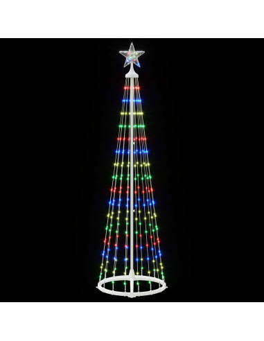 Albero di Natale a cono LED 180 cm 250 LED Multicolore Acciaio