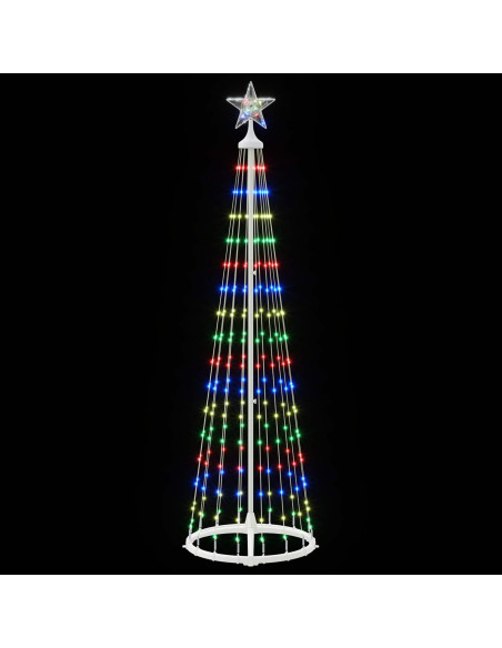 Albero di Natale a cono LED 180 cm 250 LED Multicolore Acciaio