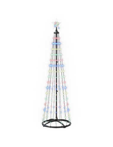 Albero di Natale a cono LED 180 cm 250 LED Multicolore Acciaio