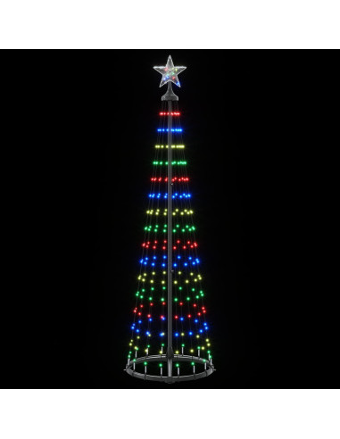 Albero di Natale a cono LED 180 cm 250 LED Multicolore Acciaio