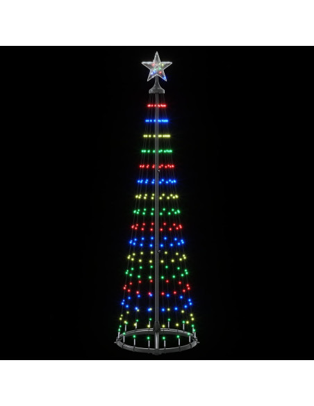 Albero di Natale a cono LED 180 cm 250 LED Multicolore Acciaio