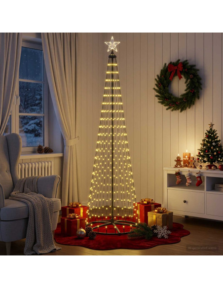 Albero di Natale a cono LED 250 cm 470 LED Bianco caldo Acciaio