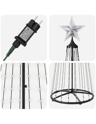 Albero di Natale a cono LED 250 cm 470 LED Bianco caldo Acciaio