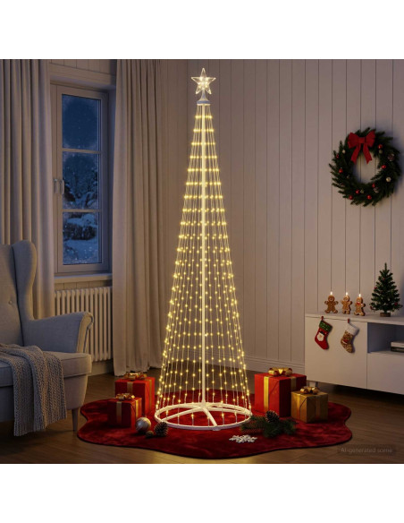 Albero di Natale a cono LED 250 cm 470 LED Bianco caldo Acciaio