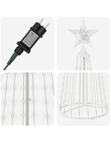 Albero di Natale a cono LED 250 cm 470 LED Bianco caldo Acciaio