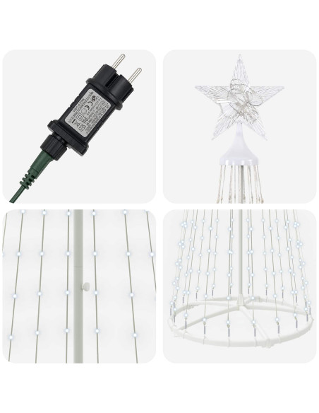 Albero di Natale a cono LED 250 cm 470 LED Bianco freddo