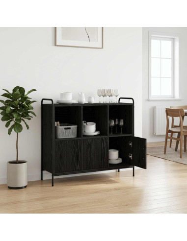 Credenza Rovere Nero 97 x 33 x 81 cm Legno ingegnerizzato
