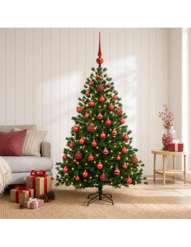 Albero di Natale artificiale con palline 150 cm 150 LED