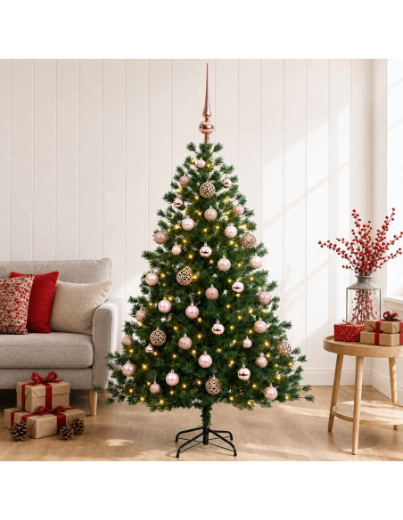 Albero di Natale artificiale con palline 150 cm 150 LED