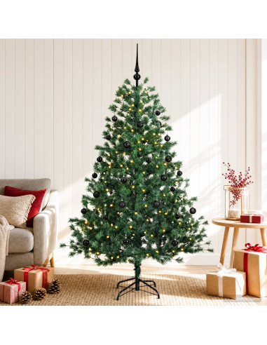 Albero di Natale artificiale con palline 150 cm 150 LED