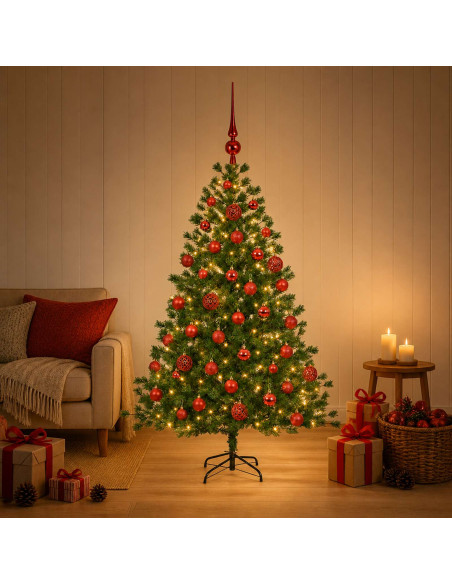 Albero di Natale artificiale con palline 150 cm 150 LED