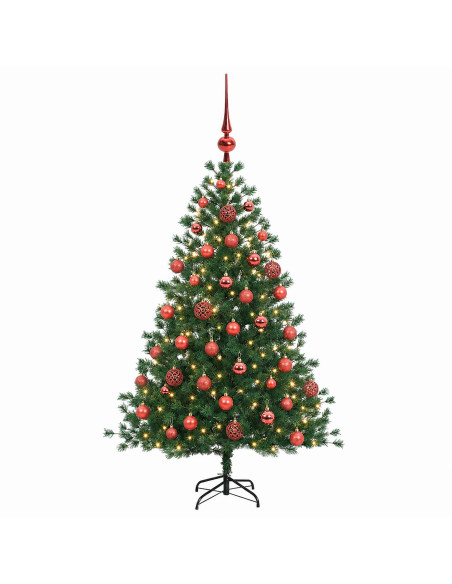 Albero di Natale artificiale con palline 150 cm 150 LED