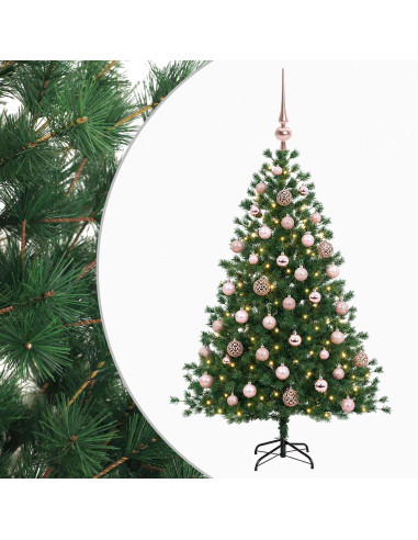 Albero di Natale artificiale con palline 150 cm 150 LED