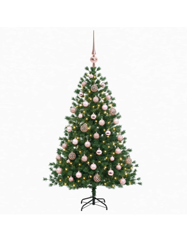 Albero di Natale artificiale con palline 150 cm 150 LED