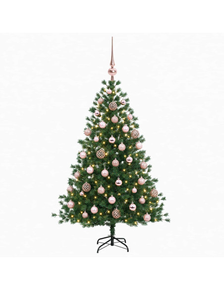 Albero di Natale artificiale con palline 150 cm 150 LED