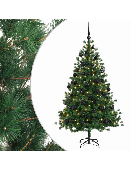 Albero di Natale artificiale con palline 150 cm 150 LED