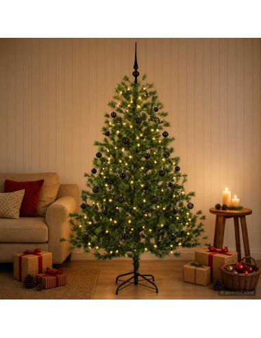 Albero di Natale artificiale con palline 150 cm 150 LED