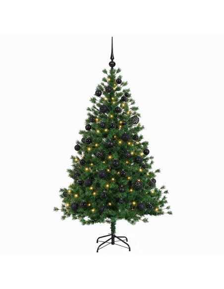 Albero di Natale artificiale con palline 150 cm 150 LED
