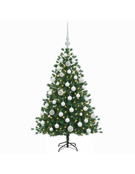 Albero di Natale artificiale con palline 150 cm 150 LED