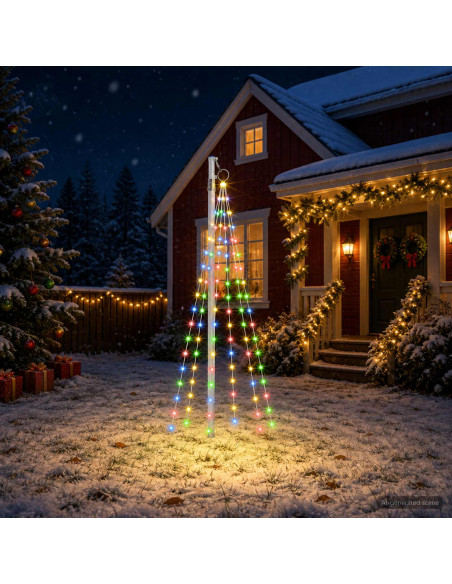 Luci per albero di Natale con picchetti e asta per bandiera