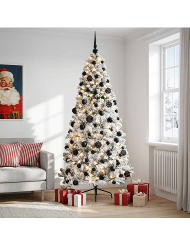 Albero di Natale artificiale con palline 210 cm 300 LED