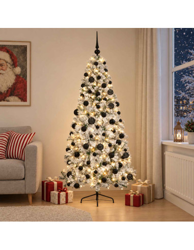 Albero di Natale artificiale con palline 210 cm 300 LED