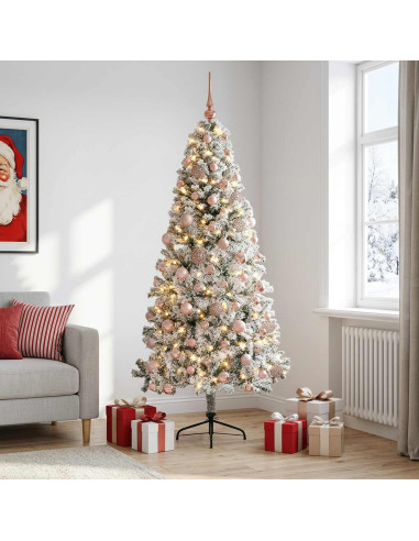 Albero di Natale artificiale con palline 210 cm 300 LED