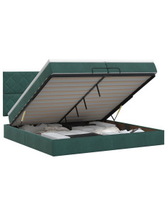 Letto ottomano con materasso Verde Scuro 200 x 200 cm Velluto 2
