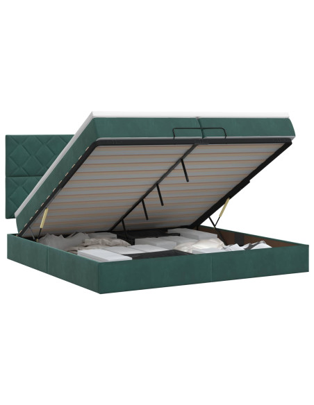 Letto ottomano con materasso Verde Scuro 200 x 200 cm Velluto