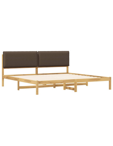 Letto con Testiera Rivestita Bianco lavato e taupe 200 x 200 cm