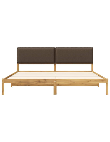 Letto con Testiera Rivestita Bianco lavato e taupe 200 x 200 cm