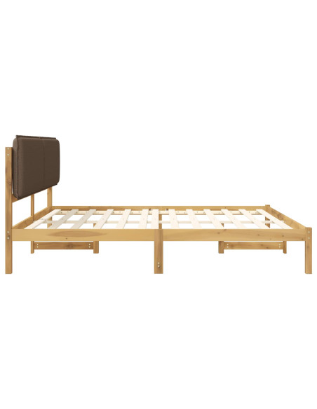 Letto con Testiera Rivestita Bianco lavato e taupe 200 x 200 cm