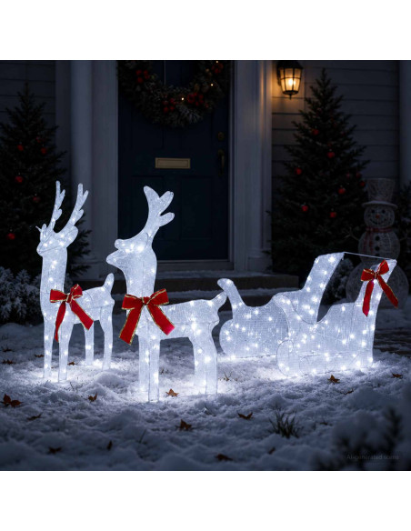 Renna di Natale 3D con slitta LOVIISA 3 pz 160 LED