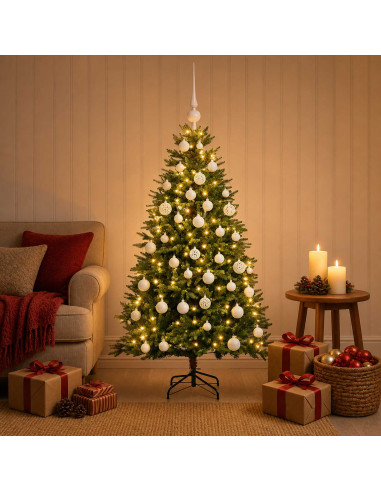 Albero di Natale Artificiale con Palline 120 cm 150 LED