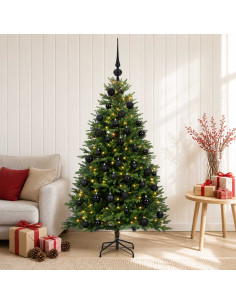 Albero di Natale Artificiale con Palline 120 cm 150 LED