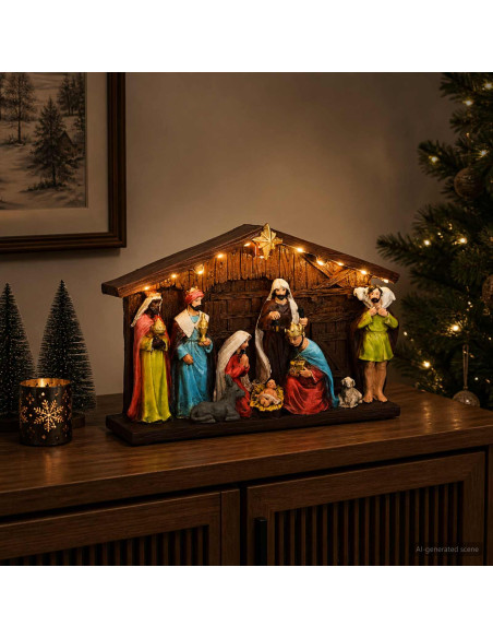 Presepio di Natale SALO 31 x 7,5 x 21,5 cm Resina Multicolore