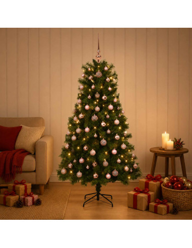 Albero di Natale artificiale con rami snodati e palline 150 cm